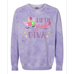 Fifth Grade Diva First Day Of School Unicorn Magical Meaningful Gift Colorblast Crewneck Sweatshirt