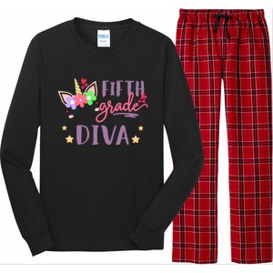 Fifth Grade Diva First Day Of School Unicorn Magical Meaningful Gift Long Sleeve Pajama Set