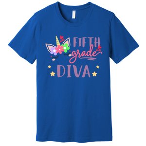 Fifth Grade Diva First Day Of School Unicorn Magical Meaningful Gift Premium T-Shirt