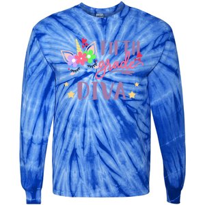 Fifth Grade Diva First Day Of School Unicorn Magical Meaningful Gift Tie-Dye Long Sleeve Shirt