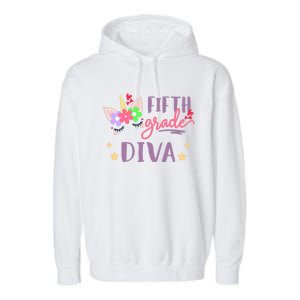 Fifth Grade Diva First Day Of School Unicorn Magical Meaningful Gift Garment-Dyed Fleece Hoodie