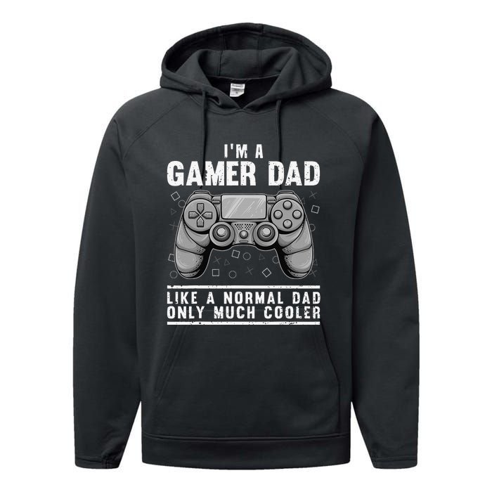 Funny Gamer Dad Design For Husband Gaming Father's Day Performance Fleece Hoodie