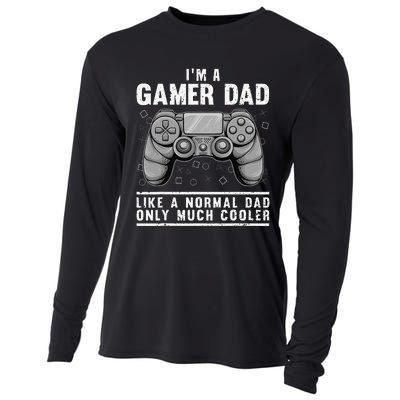 Funny Gamer Dad Design For Husband Gaming Father's Day Cooling Performance Long Sleeve Crew