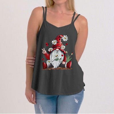 Floral Gnome Daisy Ladybugs Hippie Gnome Love Women's Strappy Tank