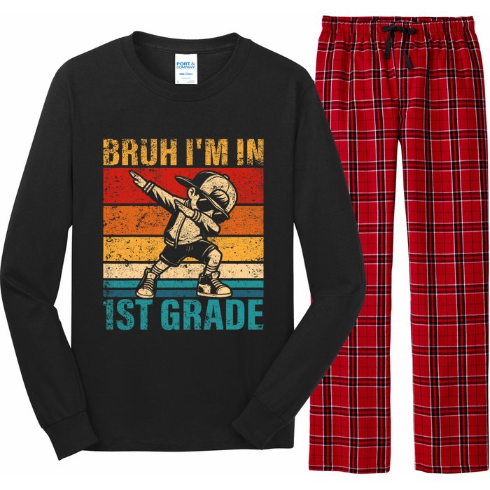 First Grade Dabbing Boy Bruh IM In 1st Grade Student Long Sleeve Pajama Set