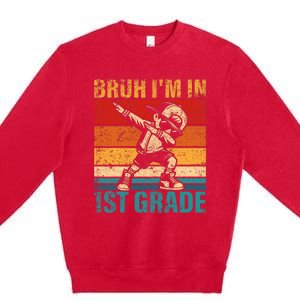 First Grade Dabbing Boy Bruh IM In 1st Grade Student Premium Crewneck Sweatshirt