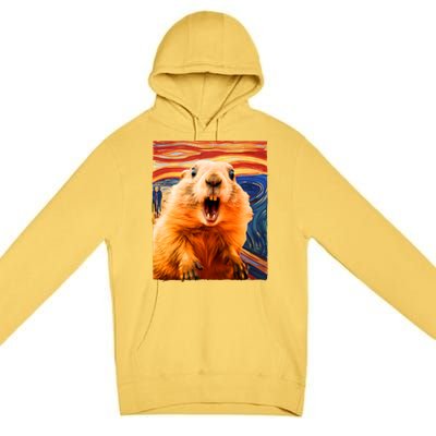 Funny Groundhog Day The Scream Painting Premium Pullover Hoodie