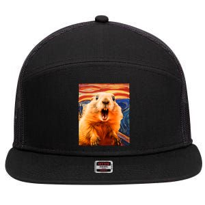 Funny Groundhog Day The Scream Painting 7 Panel Mesh Trucker Snapback Hat