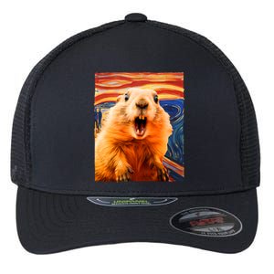 Funny Groundhog Day The Scream Painting Flexfit Unipanel Trucker Cap