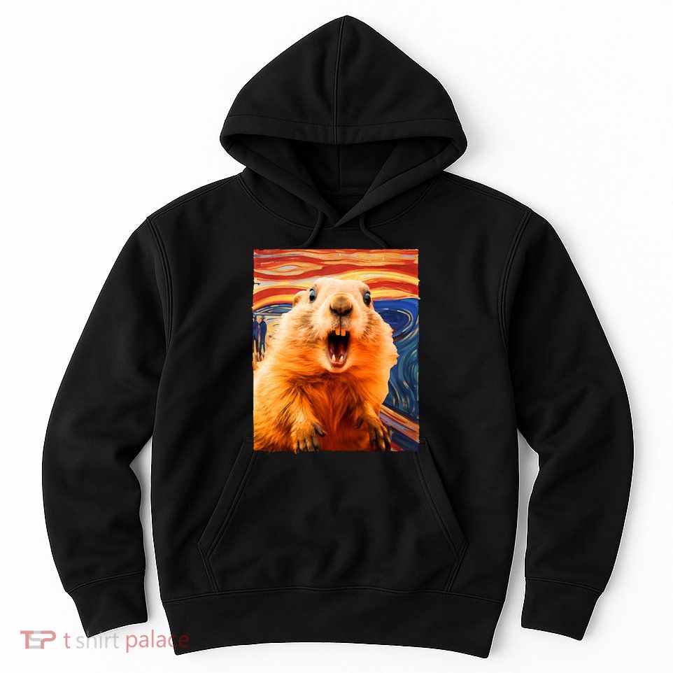 Funny Groundhog Day The Scream Painting Hoodie