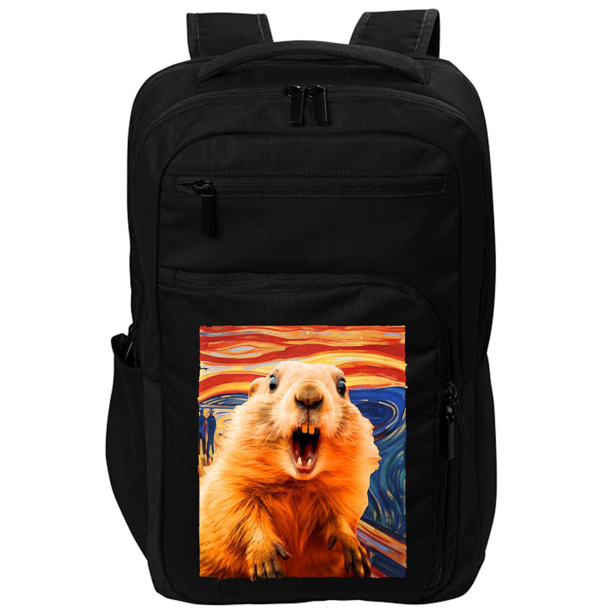 Funny Groundhog Day The Scream Painting Impact Tech Backpack