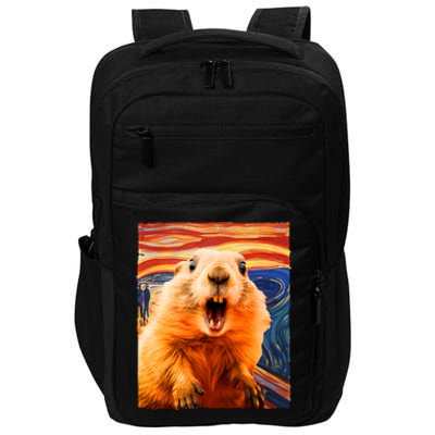 Funny Groundhog Day The Scream Painting Impact Tech Backpack