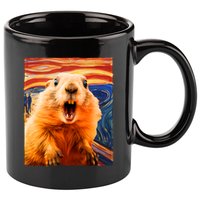 Funny Groundhog Day The Scream Painting 11oz C Handle Ceramic Mug