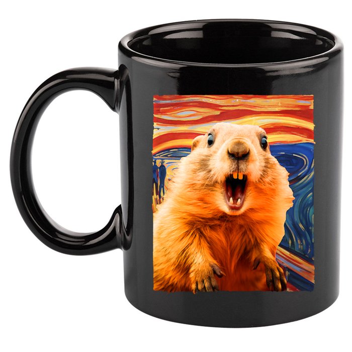 Funny Groundhog Day The Scream Painting 11oz C Handle Ceramic Mug