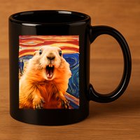 Funny Groundhog Day The Scream Painting 11oz C Handle Ceramic Mug