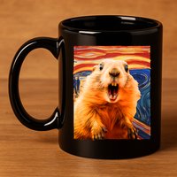 Funny Groundhog Day The Scream Painting 11oz C Handle Ceramic Mug