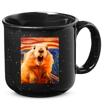 Funny Groundhog Day The Scream Painting 15oz Campfire Ceramic Mug