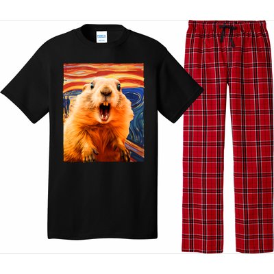 Funny Groundhog Day The Scream Painting Pajama Set