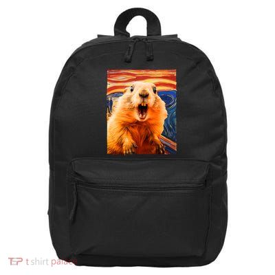 Funny Groundhog Day The Scream Painting 16 in Basic Backpack