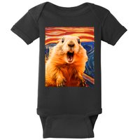 Funny Groundhog Day The Scream Painting Baby Bodysuit