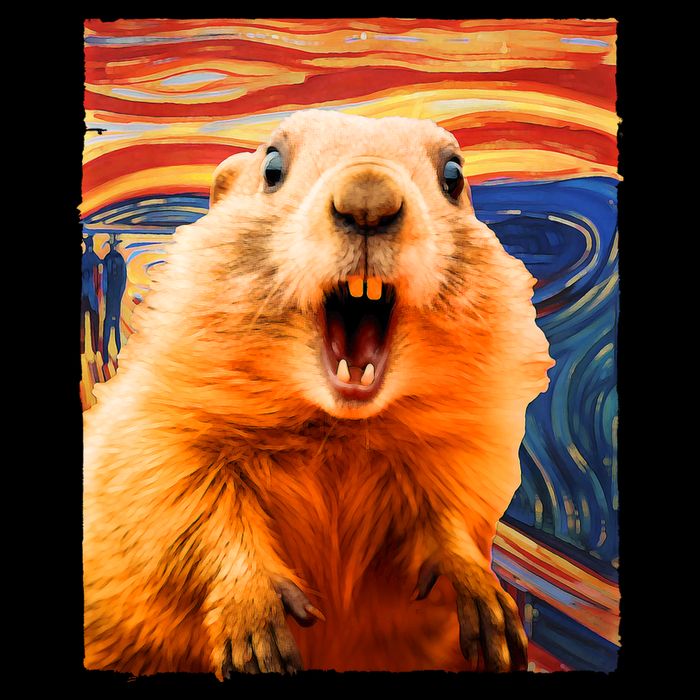 Funny Groundhog Day The Scream Painting Baby Bodysuit