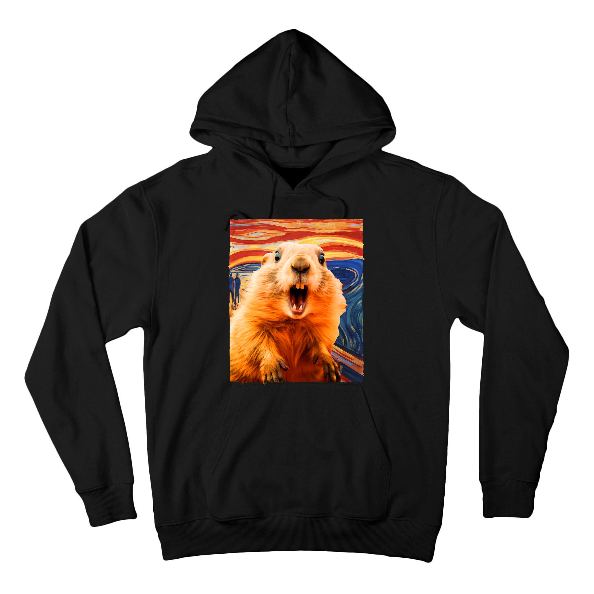 Funny Groundhog Day The Scream Painting Tall Hoodie