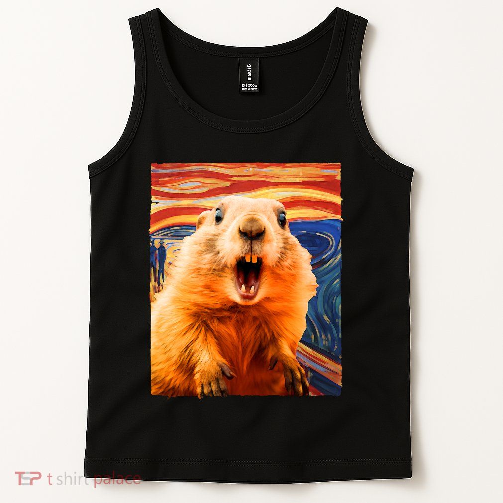 Funny Groundhog Day The Scream Painting Tank Top