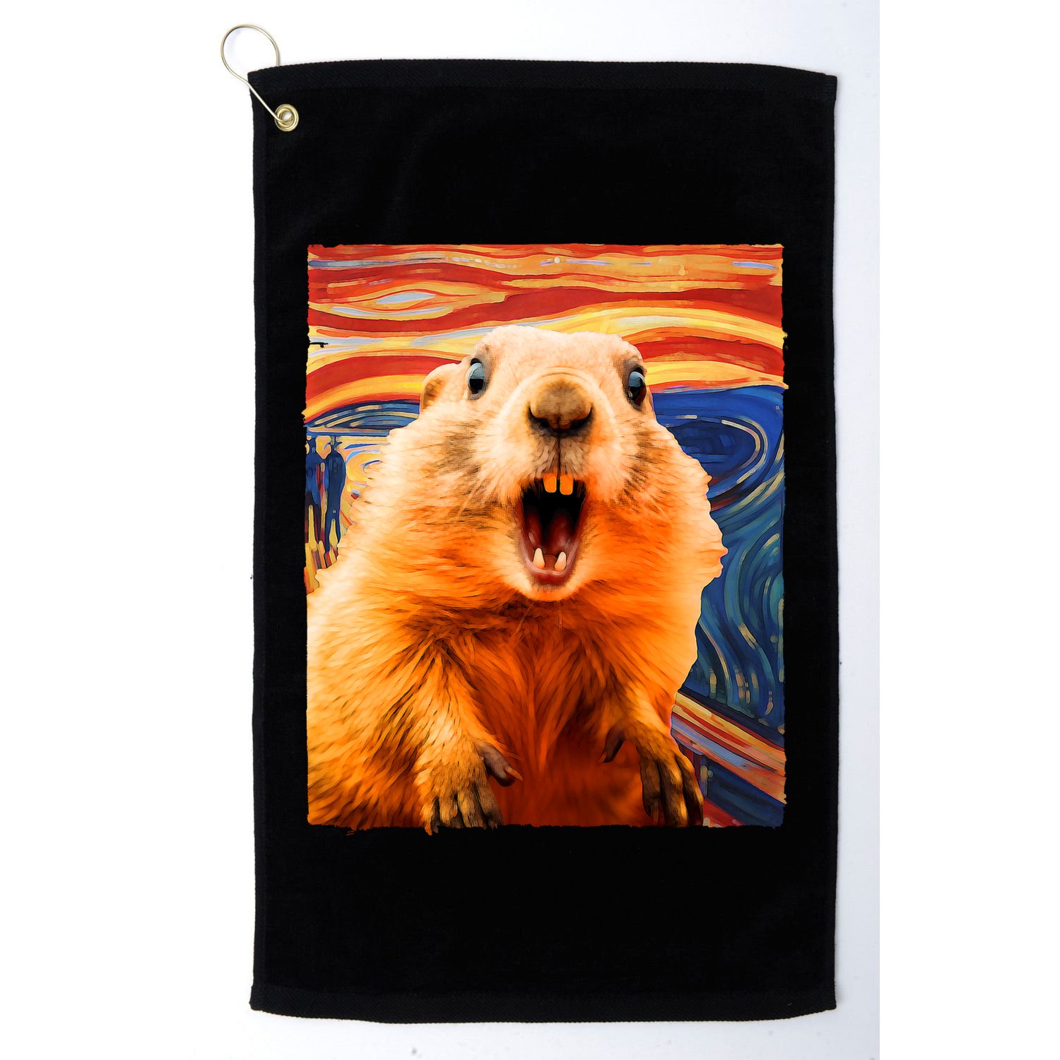 Funny Groundhog Day The Scream Painting Golf Towel