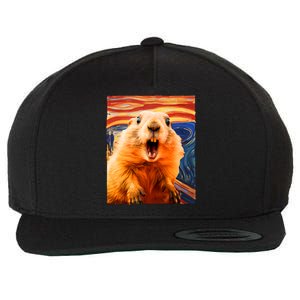 Funny Groundhog Day The Scream Painting Wool Snapback Cap