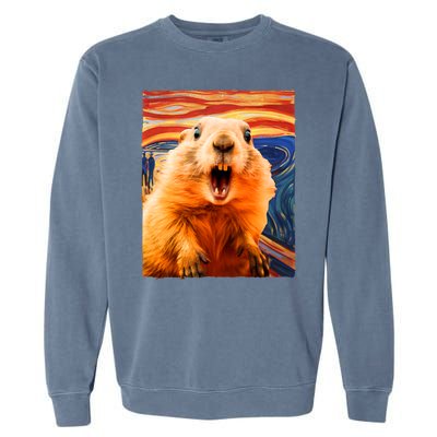 Funny Groundhog Day The Scream Painting Garment-Dyed Sweatshirt