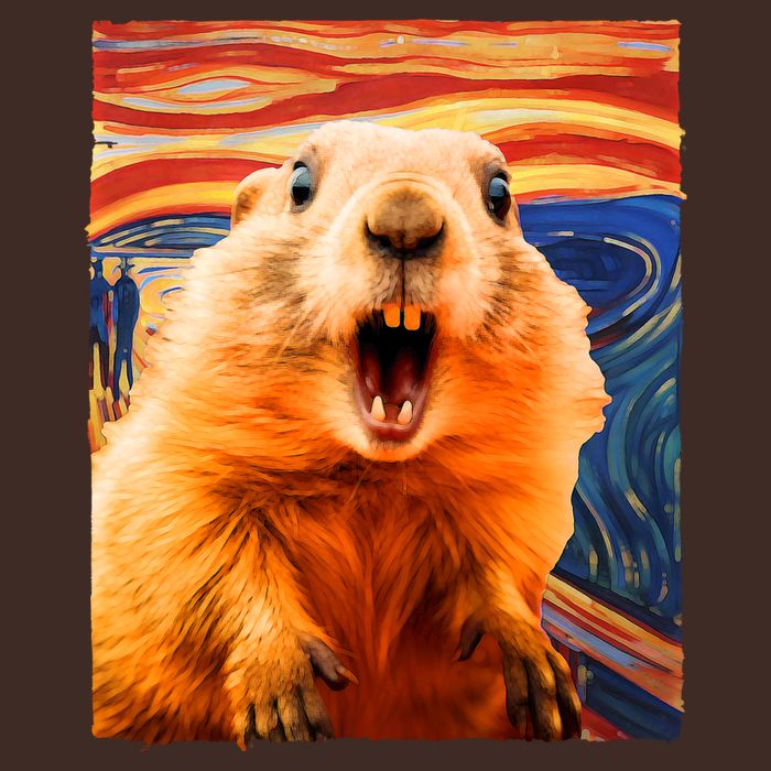 Funny Groundhog Day The Scream Painting Cooling Performance Crew T-Shirt