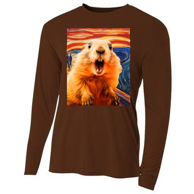 Funny Groundhog Day The Scream Painting Cooling Performance Long Sleeve Crew