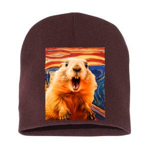 Funny Groundhog Day The Scream Painting Short Acrylic Beanie