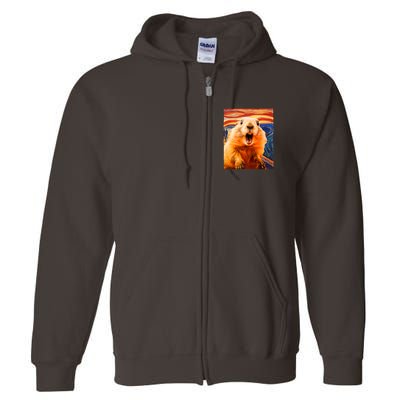 Funny Groundhog Day The Scream Painting Full Zip Hoodie