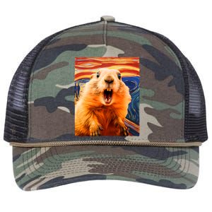 Funny Groundhog Day The Scream Painting Retro Rope Trucker Hat Cap