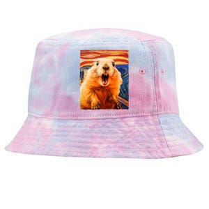 Funny Groundhog Day The Scream Painting Tie-Dyed Bucket Hat