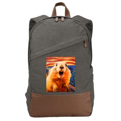 Funny Groundhog Day The Scream Painting Cotton Canvas Backpack