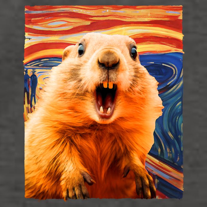 Funny Groundhog Day The Scream Painting Vector Backpack