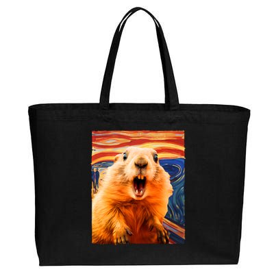 Funny Groundhog Day The Scream Painting Cotton Canvas Jumbo Tote