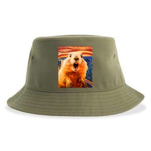 Funny Groundhog Day The Scream Painting Sustainable Bucket Hat