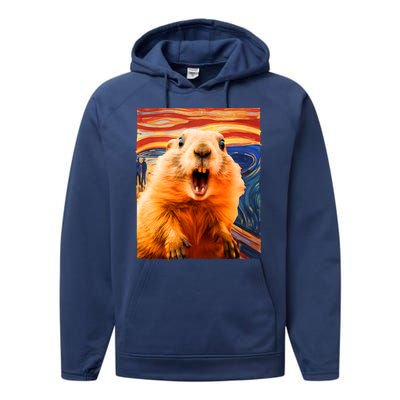 Funny Groundhog Day The Scream Painting Performance Fleece Hoodie