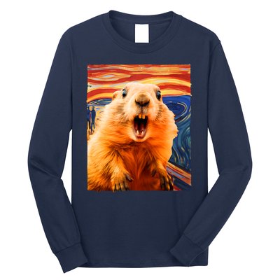 Funny Groundhog Day The Scream Painting Long Sleeve Shirt