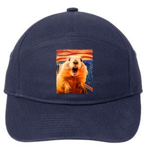 Funny Groundhog Day The Scream Painting 7-Panel Snapback Hat