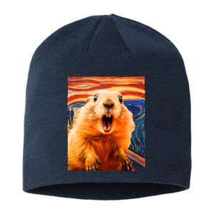 Funny Groundhog Day The Scream Painting Sustainable Beanie