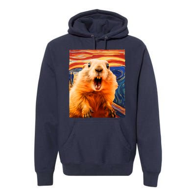 Funny Groundhog Day The Scream Painting Premium Hoodie