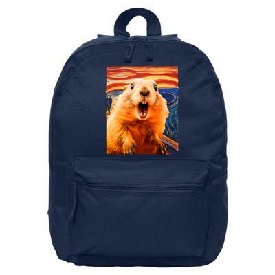 Funny Groundhog Day The Scream Painting 16 in Basic Backpack