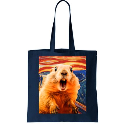 Funny Groundhog Day The Scream Painting Tote Bag