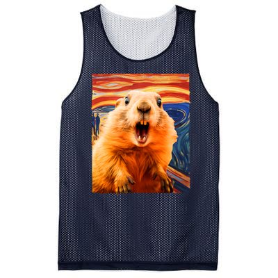 Funny Groundhog Day The Scream Painting Mesh Reversible Basketball Jersey Tank