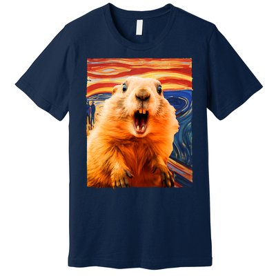 Funny Groundhog Day The Scream Painting Premium T-Shirt