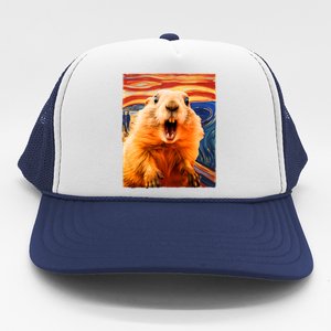 Funny Groundhog Day The Scream Painting Trucker Hat